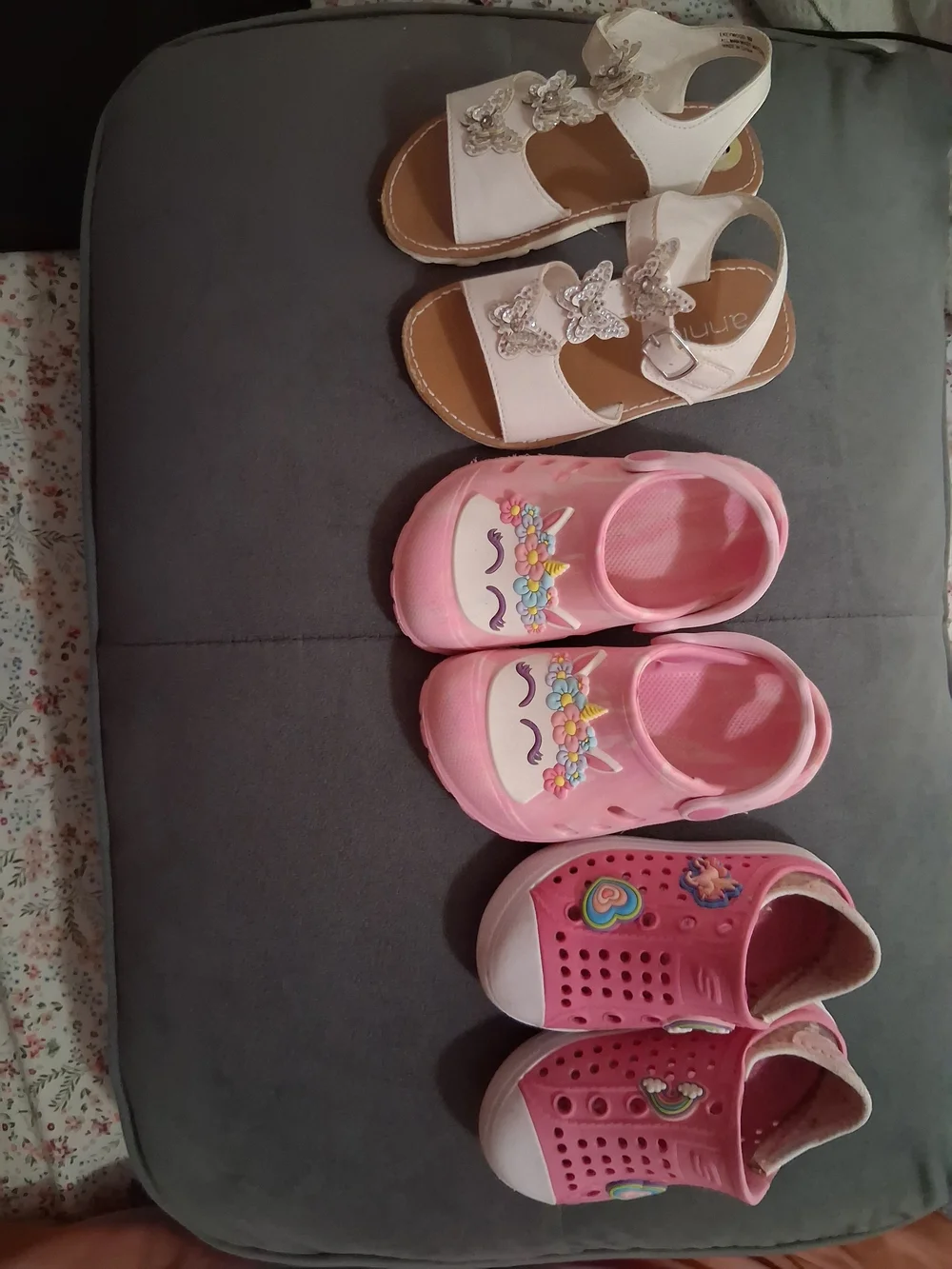 Kids White Sandals and Pink Slip-On Shoes Set